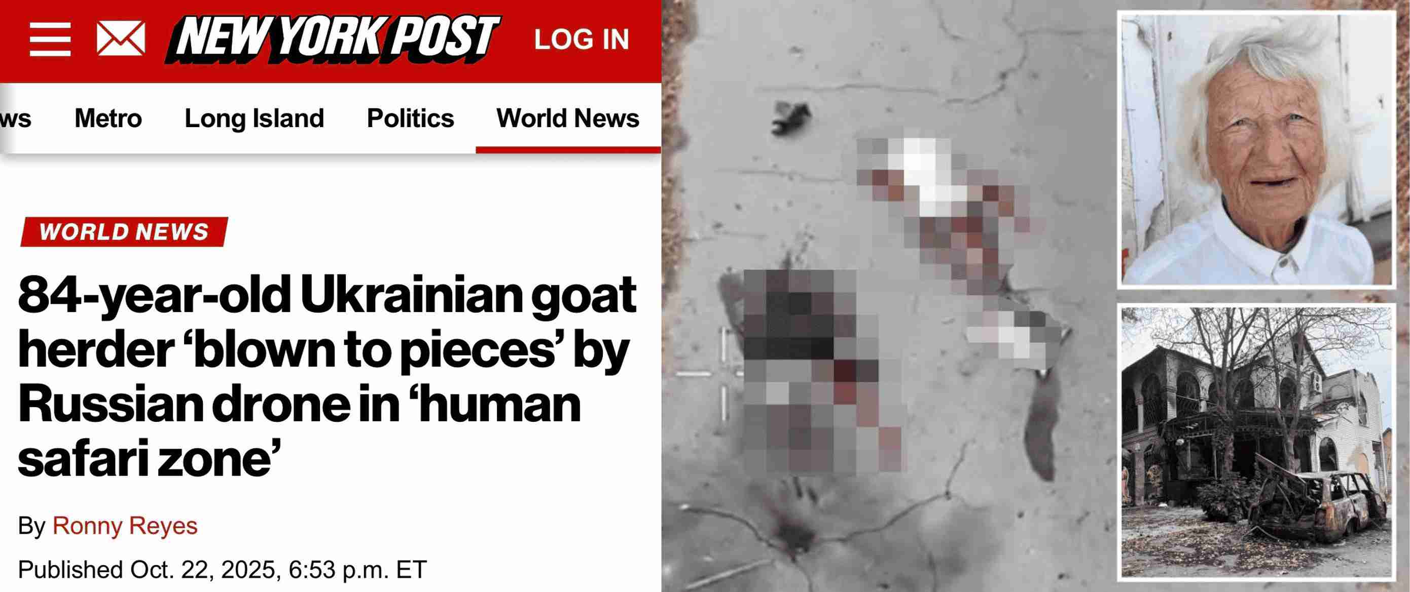 Скриншот статті “New York Post” про загиблу мешканку Антонівки